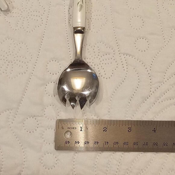 Vintage Salad Serving Set With Floral Design Handles Stainless Steel - Picture 12 of 15